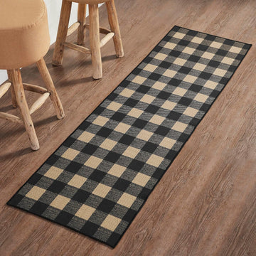 Black Check Indoor Rug/Runner Rect 22x78, Polyester Area Rug, Accent Rug, Floor Decor, Black Check Collection