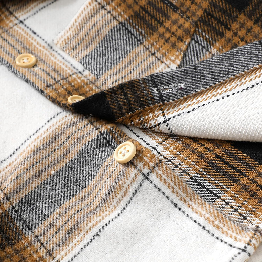 Toddler Baby Boy Plaid Flannel Hooded Button Down Shirt