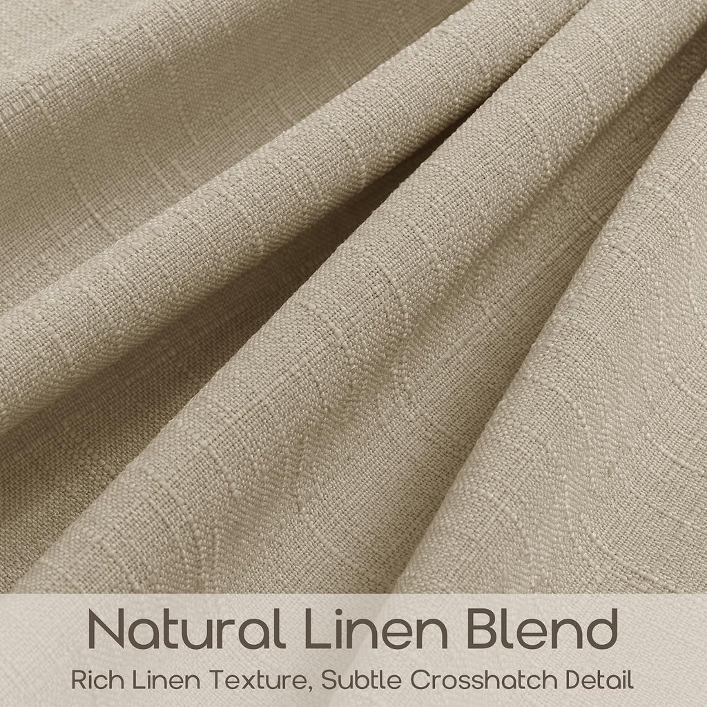 Oatmeal Flax Linen Pinch Pleated Semi Sheer Boho Curtains 90 Inches Long