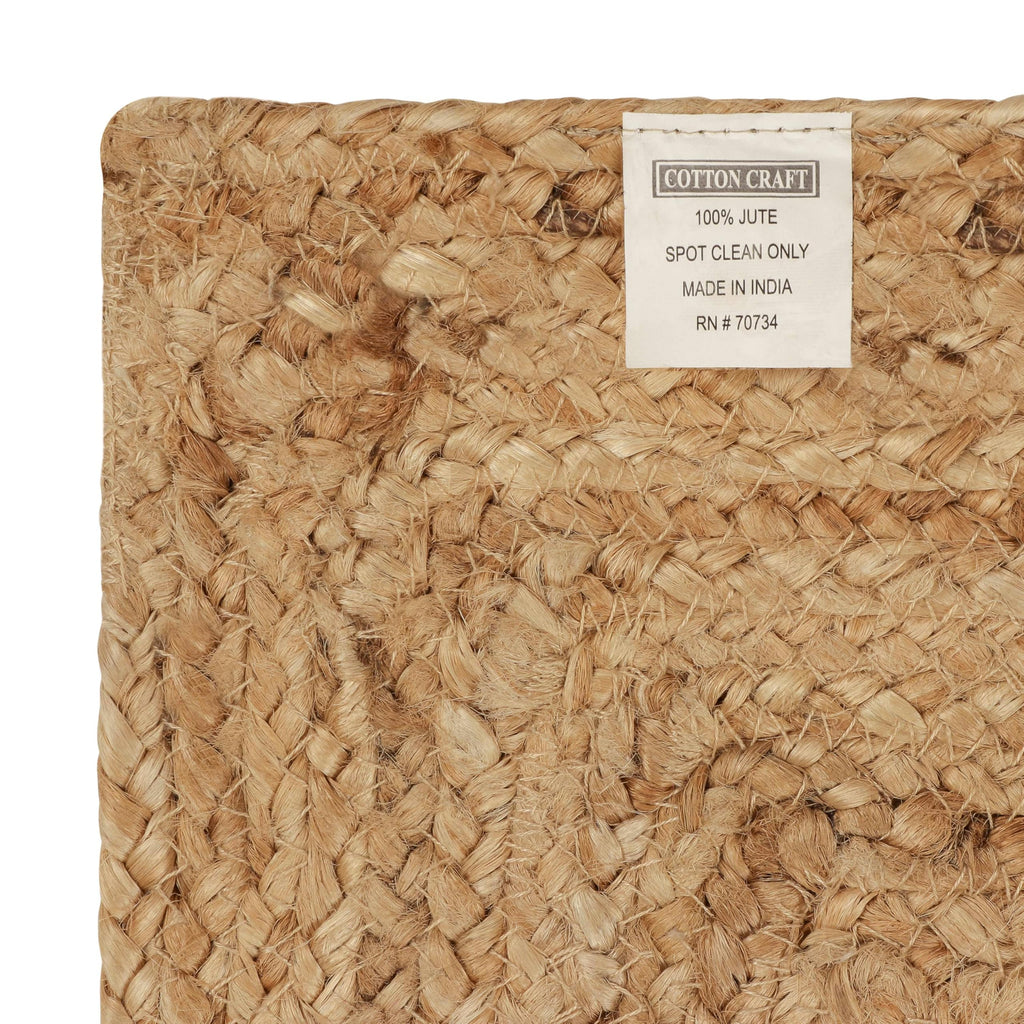 Jute Rug - Braided Handwoven 100% Jute Door Mat - 22x34 inches