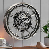 Inch Large Moving Gear Wall Clock,Industrial Steampunk Decor,Decorative Wall Clock for Modern Farmhouse Living Room Decor,Gunmetal...