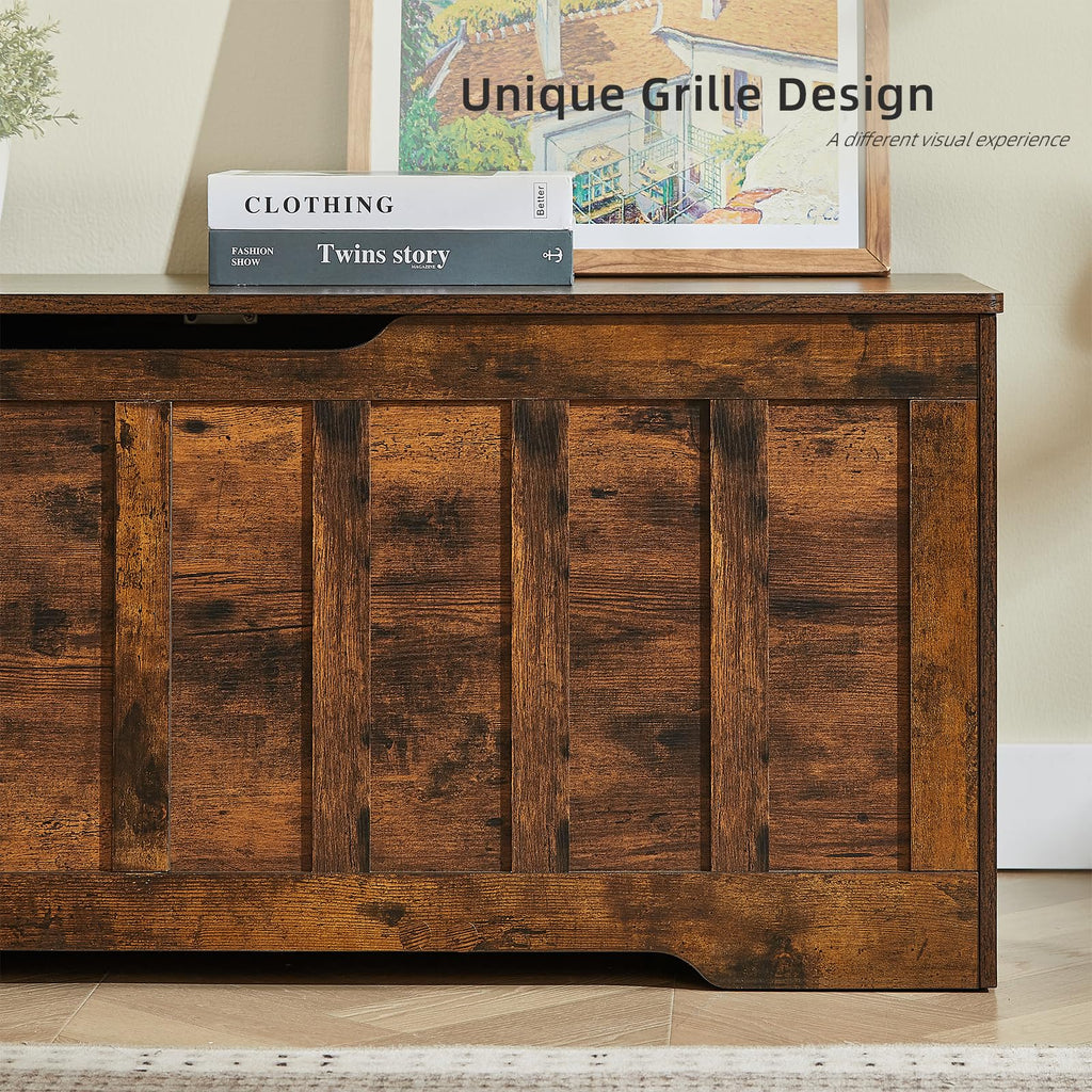 47.2"Storage Chest, 19"Extra-Deep Storage Bench, 72 Gal, Rustic Brown