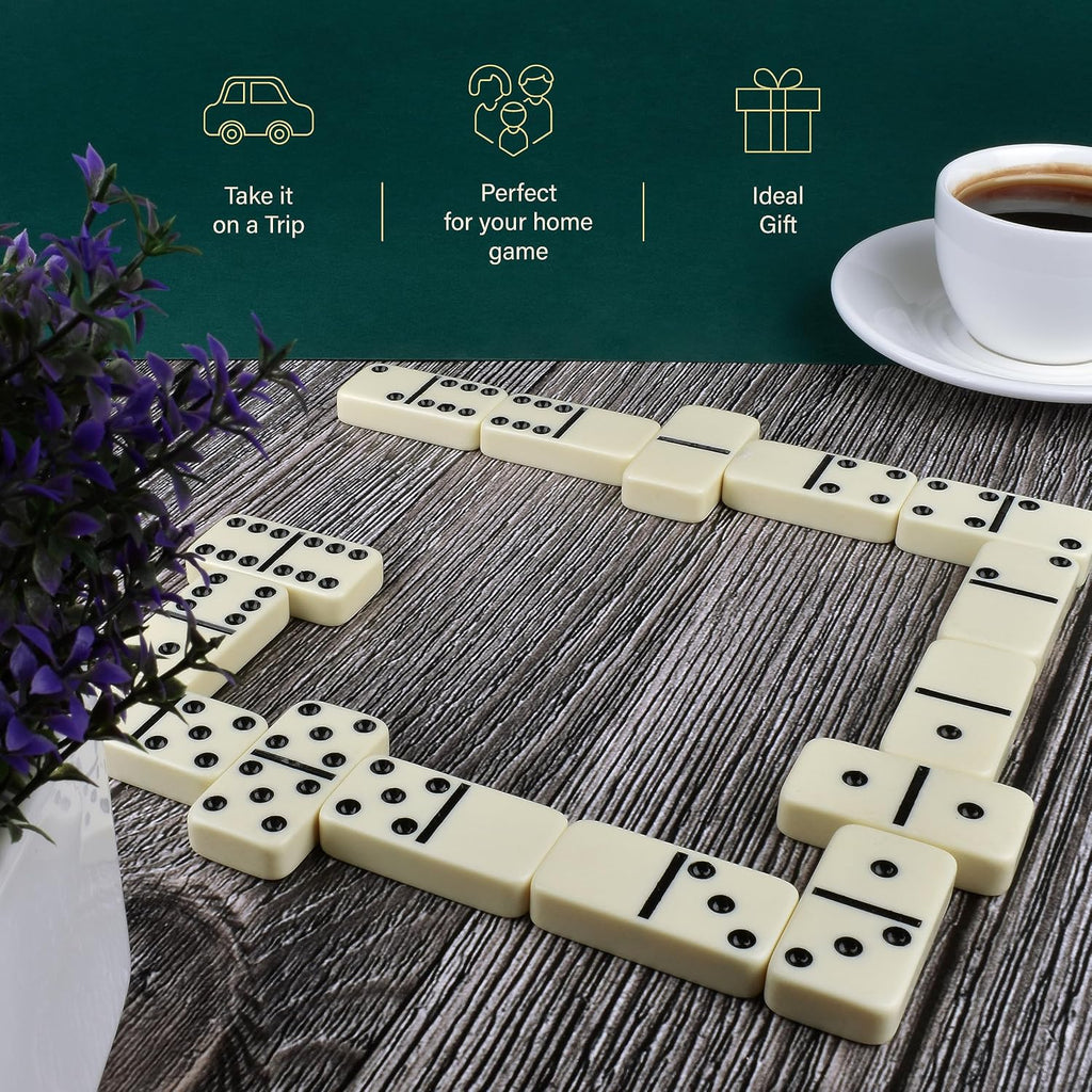 Jumbo Dominoes Set for Adults and Kids - Domino Set for Classic Board Games - Jumbo Dominoes Double 6 for Travel