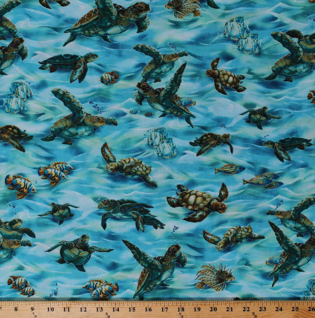 Cotton Sea Turtles Tropical Fish — Fabric | Casa Home Living