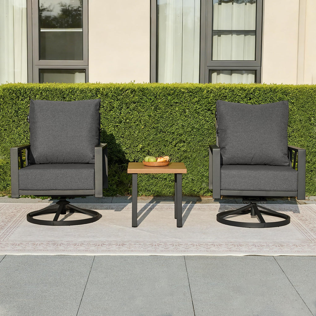Patio Swivel Rocking Chairs Set of 2 with 6 Inch Cushion, Grey