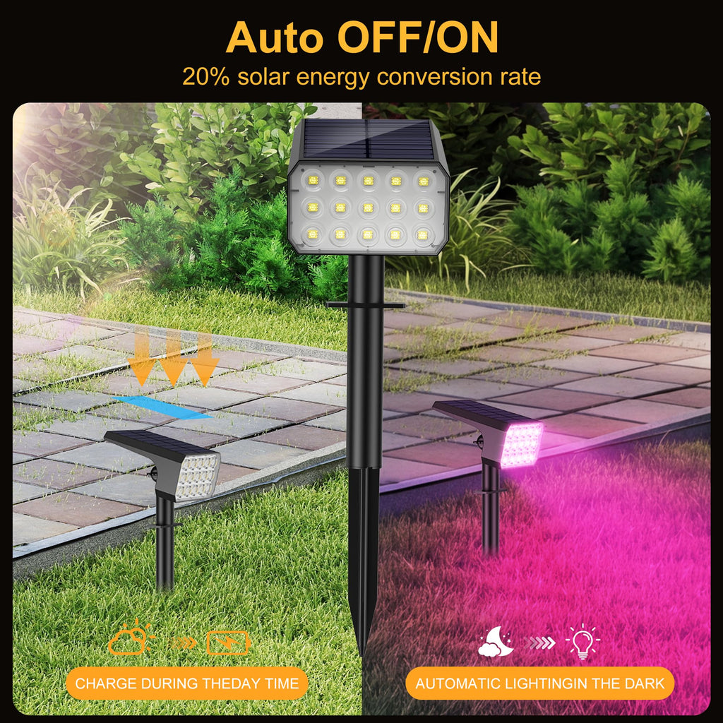 Spot Lights Outdoor, 6 Pack Multicolor Outdoor Solar Lights for Yard, 4 Lighting Mode Solar Landscape Spotlights with