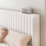 Full Velvet Bed Frame with Vertical Channel Tufted Wingback Headboard, Upholstered Platform Bed with Wood Slats