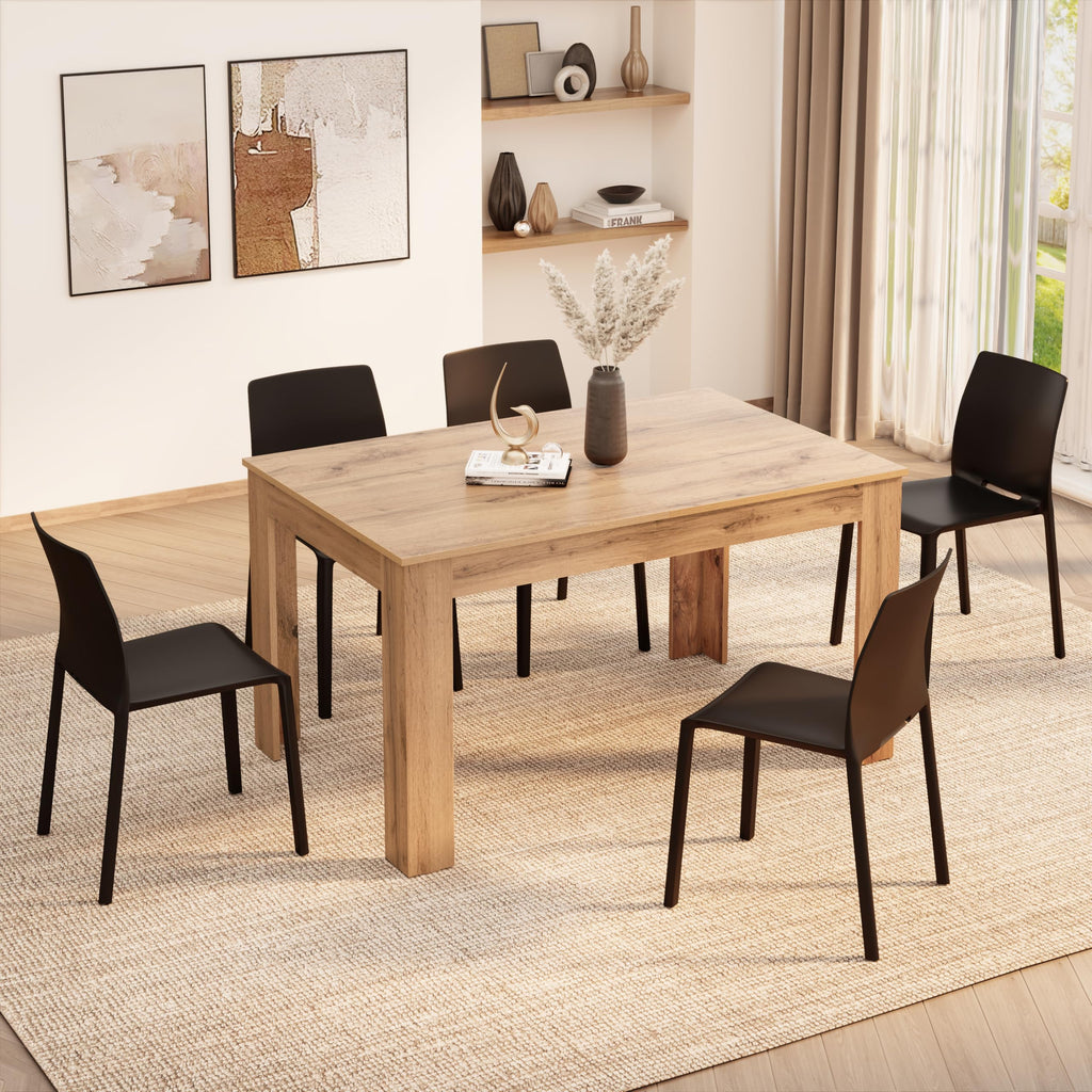 Easy, Extendable Dining Table, 55, 1(86, 6) x35, 4 in, Rustic Oak, for 6-8 People, Expandable Dining Table, Italian
