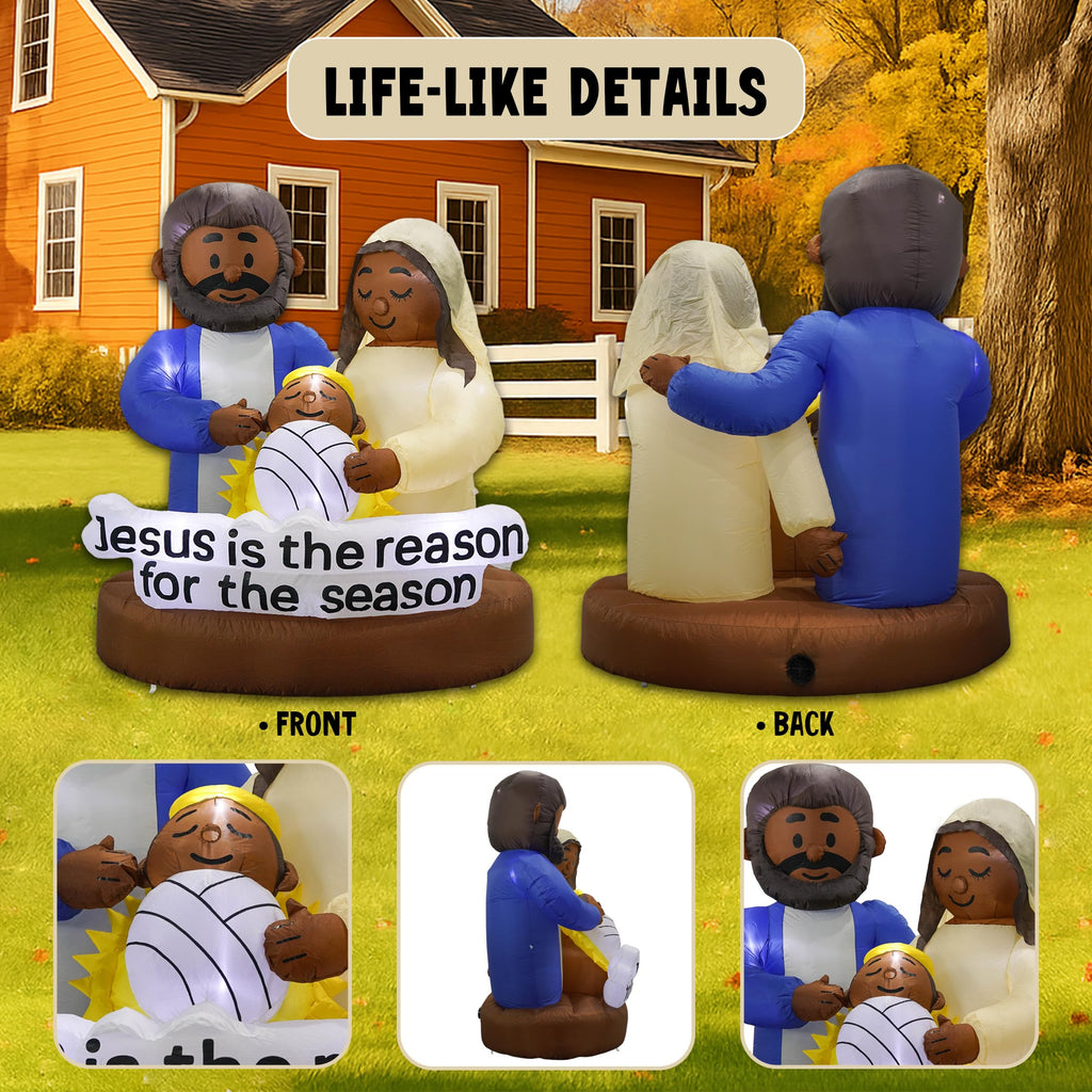 Black Santa Christmas Decorations - African American Christmas Black Nativity Set Inflatable Outdoor Decorations