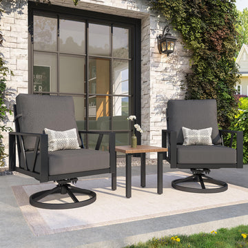 Patio Swivel Rocking Chairs Set of 2 with 6 Inch Cushion, Grey