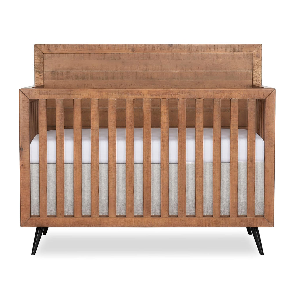 Évolur Stilnovo Mid-Century 4-in-1 Convertible Baby Crib in Sugar Cane, GreenGuard Gold & JPMA, Converts to Toddler