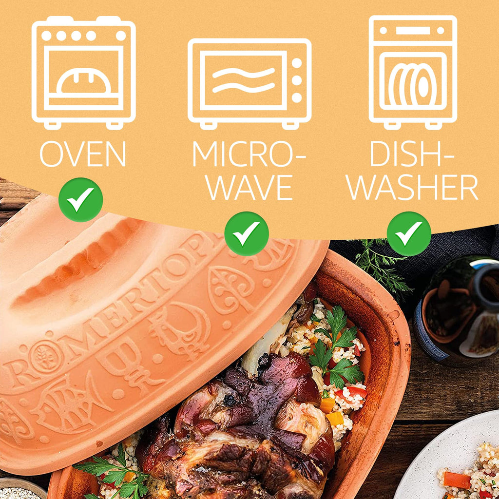 Romertopf Clay Roaster | Non-Stick Dutch Oven | Health Pot Cooking | Clay Baker | Versatile Cooking Vessel - 1.6