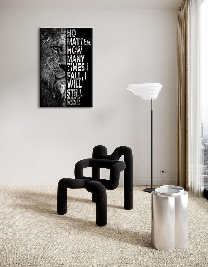 Highland Cow Wall Art Motivation Animals Poster Mindset Is Everything Black and White Framed Canvas Artwork for Wall