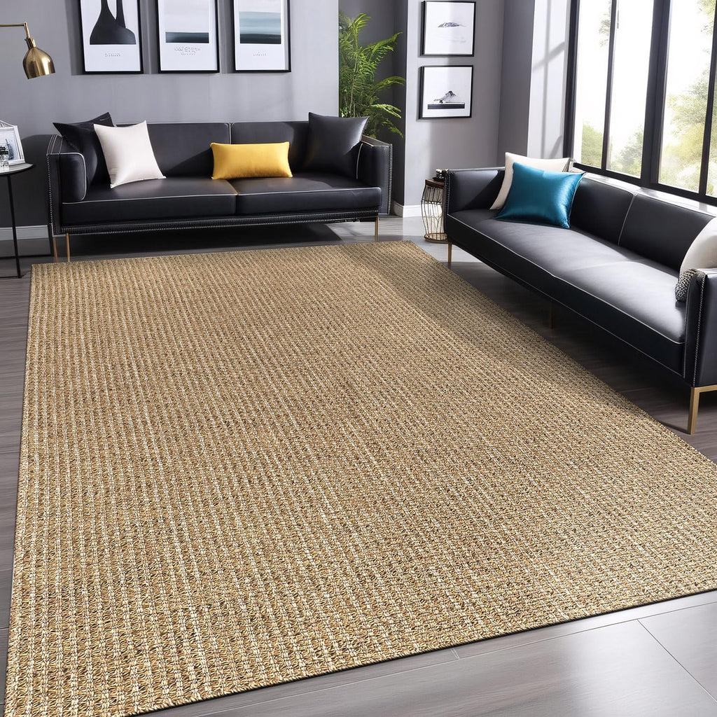 Easy Jute Rugs 8x10 Natural Color Living Room Indoor Outdoor Area Rug Farmhouse and Kitchen Rug High Traffic Easy to