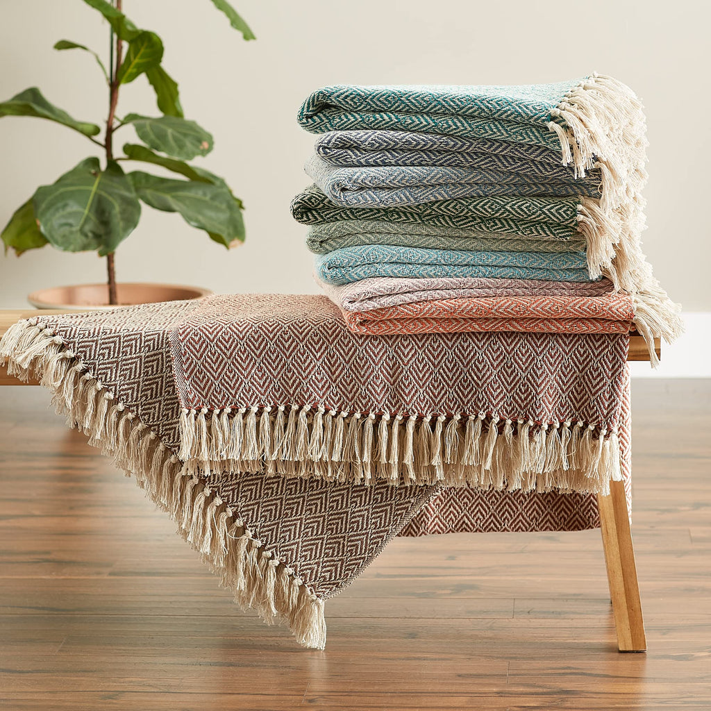 Diamond Throw Collection Cotton Woven, 50x60, Jadeite