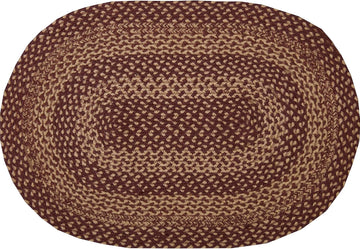 Burgundy Tan Jute Rug Oval 20x30