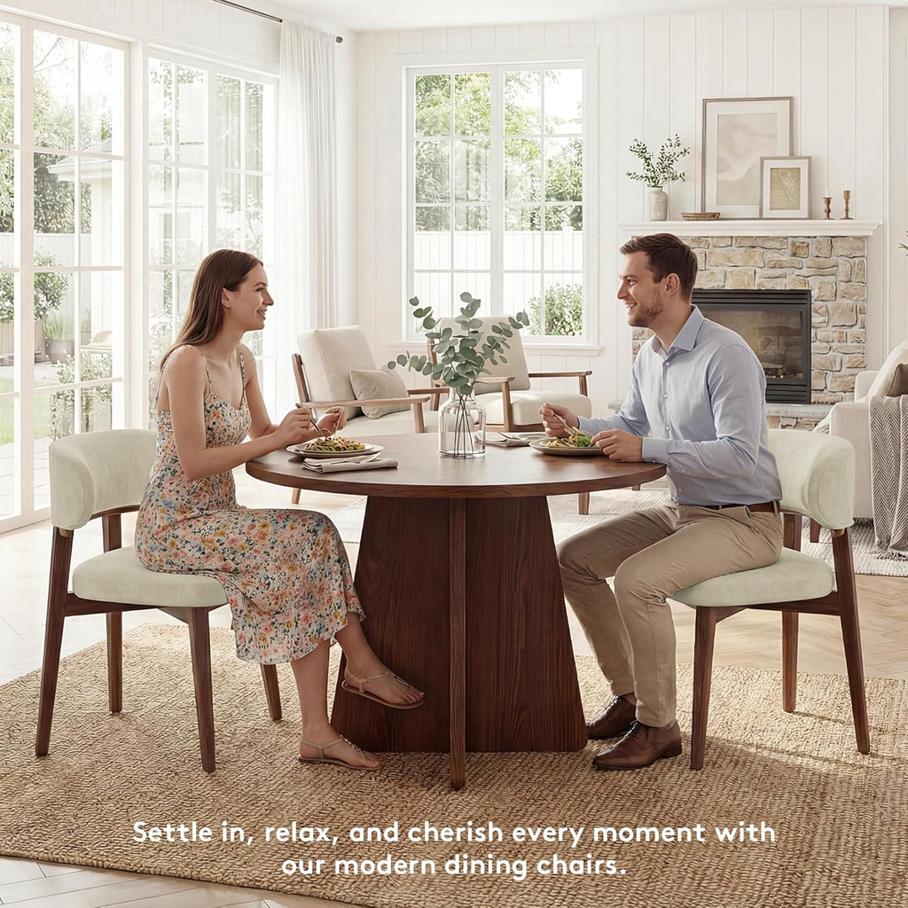 Dining Chairs Set of 4, Modern Upholstered Dining Chairs, Wooden Kitchen Chairs for Dining Room with Ergonomic Curved