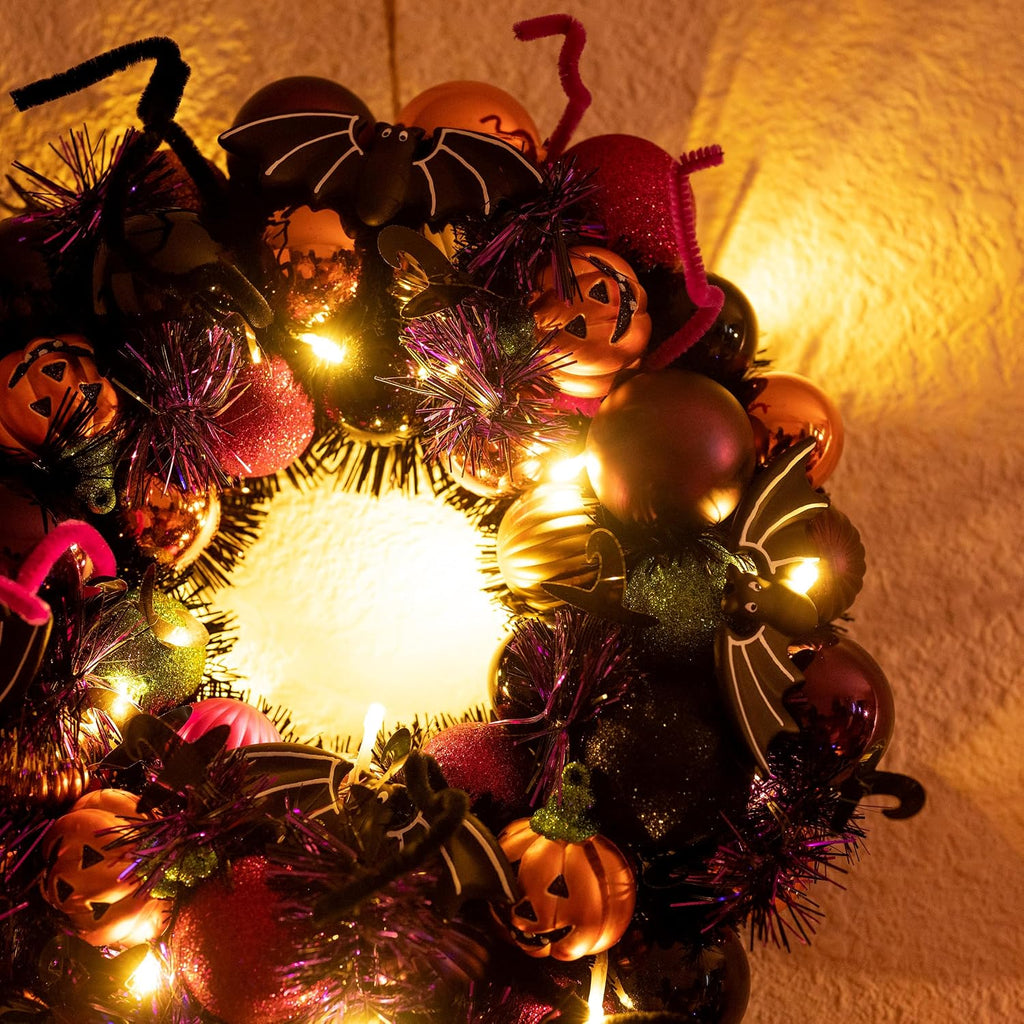 Halloween Decorations 12" Pumpkin Wreath for Front Door