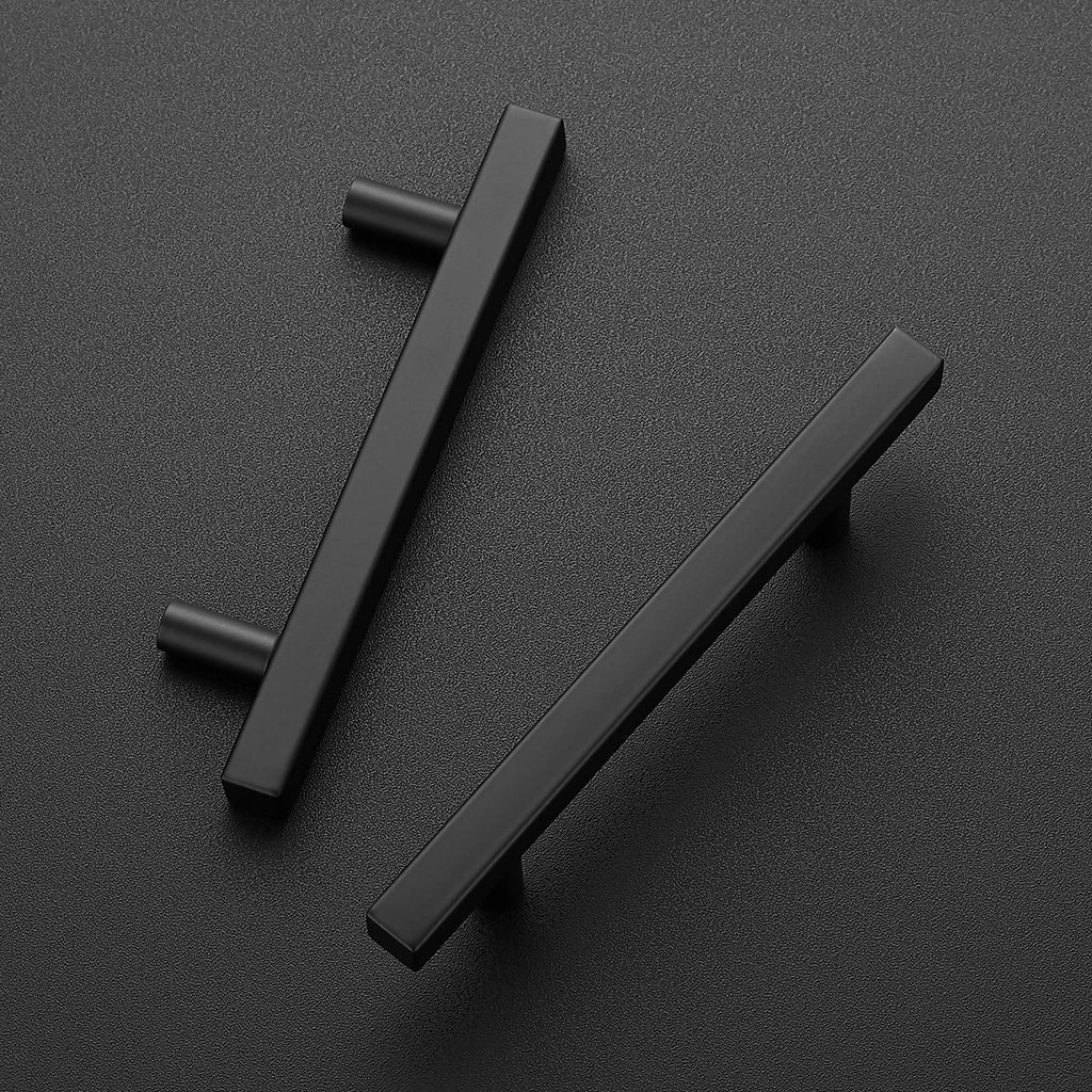 Matte Black Cabinet Hardware Square Pulls, 3.75 Inch, 10 Pack