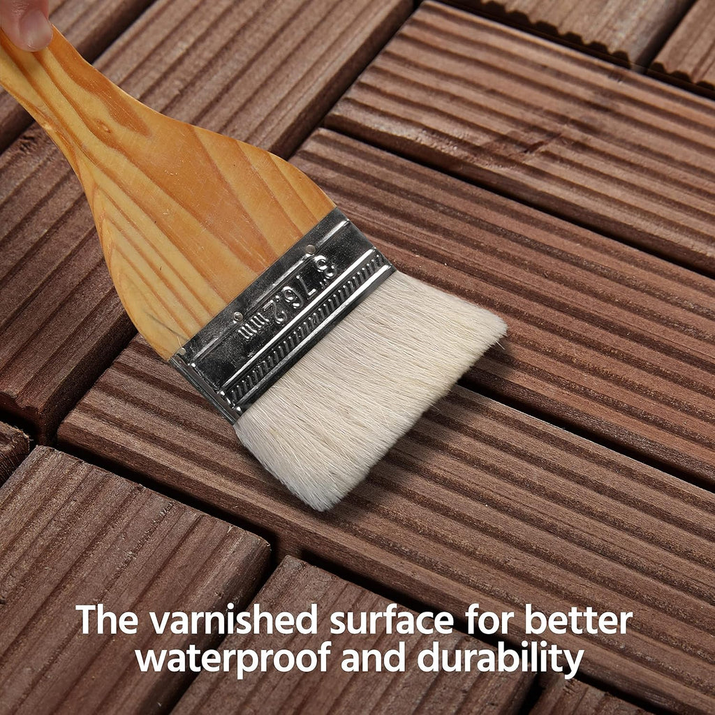 27PCS Wooden Decking Tiles 12 x 12in Hardwood Interlocking Patio Deck Tiles Composite Balcony Floor Covering for