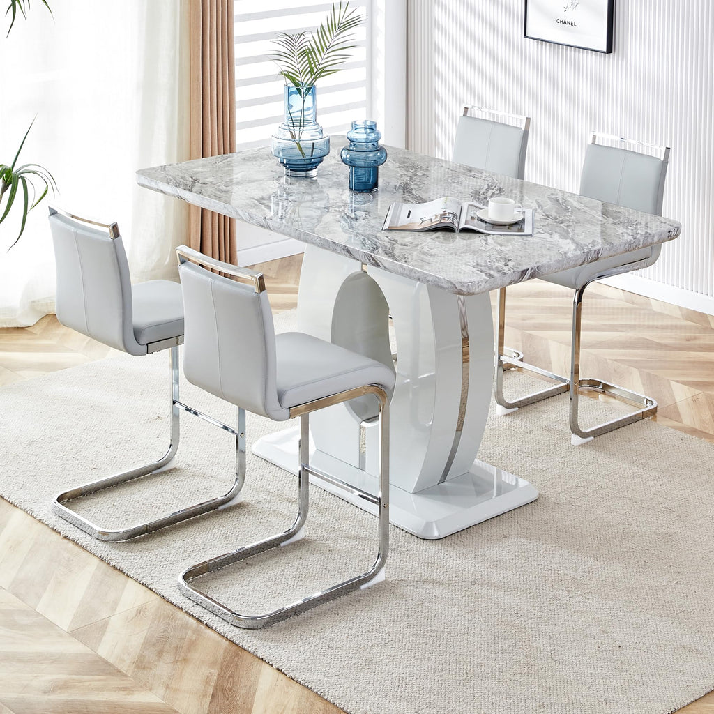Bar Stools Set of 4, Counter Height Bar Stools with Backs, Grey Barstools with Chrome Plated Metal Leg, Upholstered