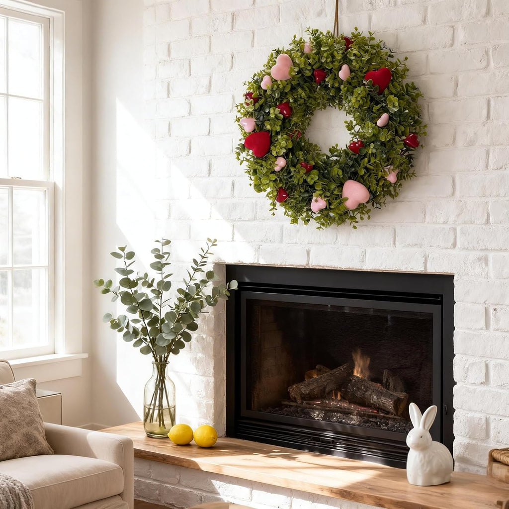 18 Inch Boxwood Valentines Day Heart Wreaths for Front Door