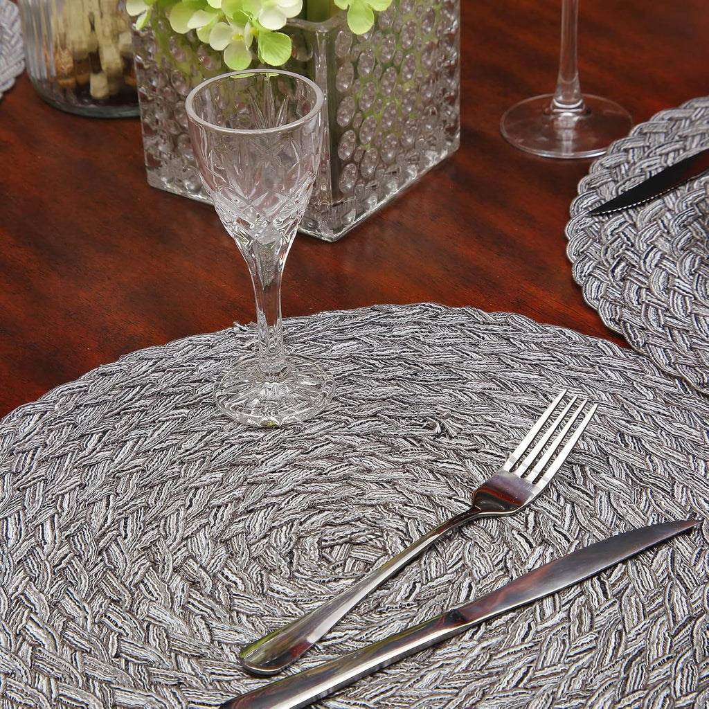 Round Placemats Heat-Resistant Stain Resistant Anti-Skid Washable Polyproplene Table Mats Placemats ( - Set of 6