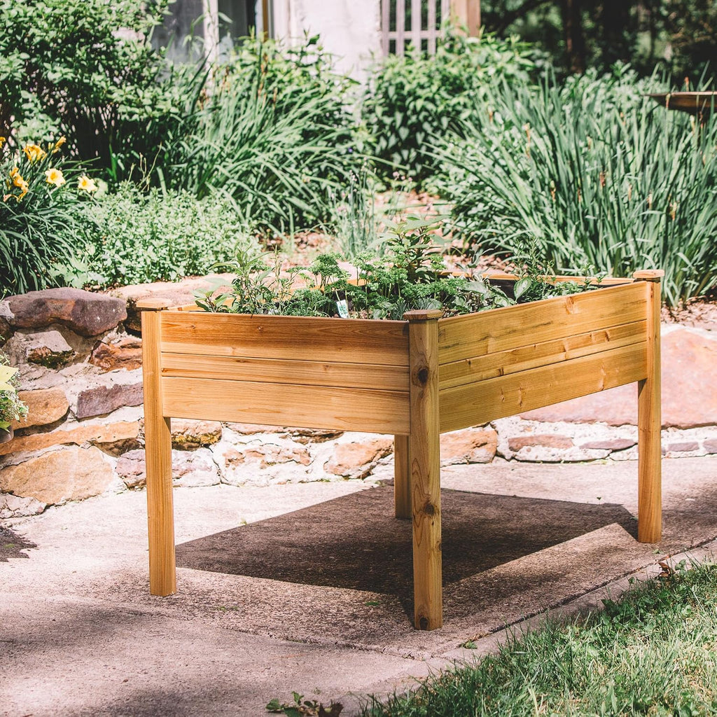 Expressions 48"x34" Raised Garden Bed - Elevated Wood Planter Box for Healthy Plant Growth, 440 lb Capacity - Natural