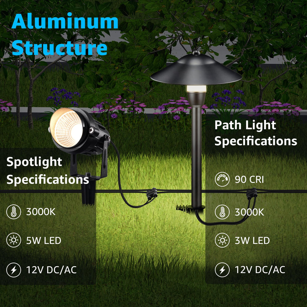 LED Low Voltage Landscape Lighting 12V Landscape Lighting Kit with Connectors, Low Voltage Pathway Lights