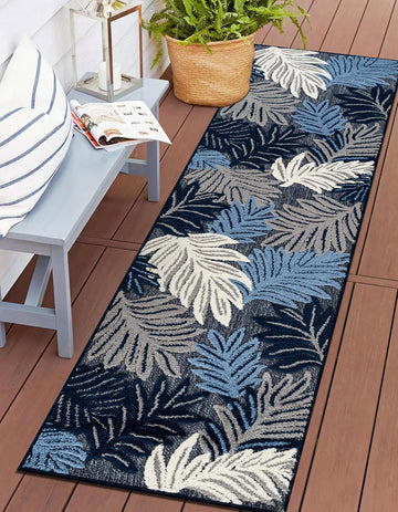 Transitional High-Low Indoor Outdoor Runner Rug Navy
