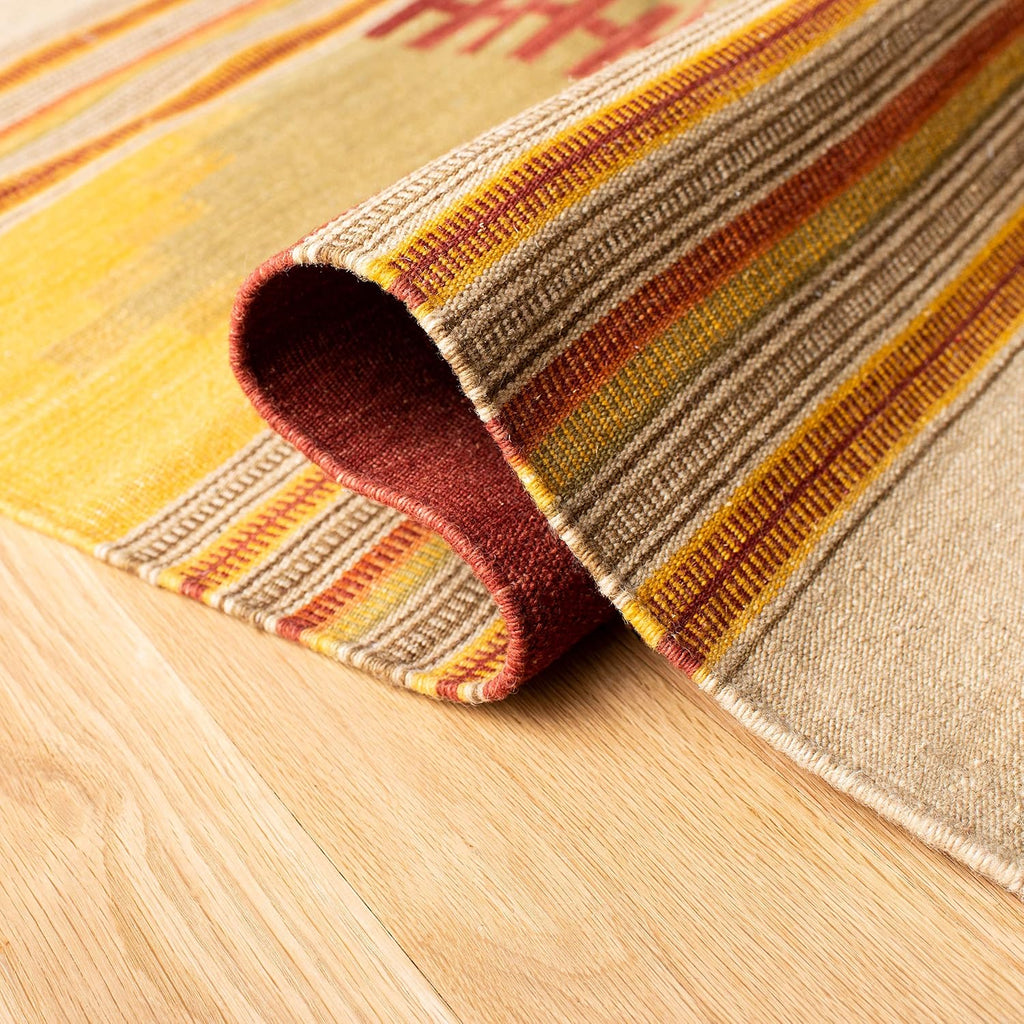 Kilim Collection Area Rug, Red & Multi, Handmade Southwestern Tribal Wool, Ideal for High Traffic Areas
