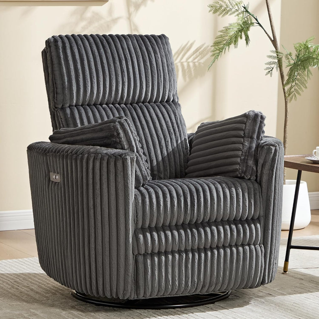 Power Recliner,Nursery Swivel Glider Rocking Chair with USB Port,Upholstered Adult Electric Recliner Rocking Chair
