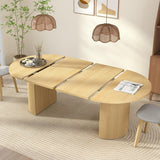 41 in-78 in Extendable Dining Room Table for 4-8, Round Expandable Kitchen Table with Fluted Base, Modern Farmhouse