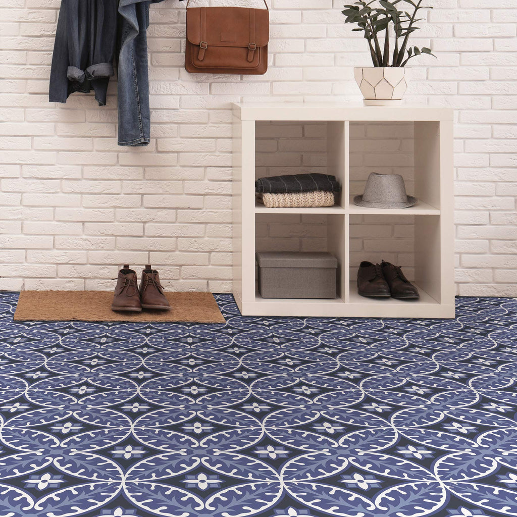 Capri Peel and Stick Floor Tiles, Multicolor Geometric Removable Vinyl Flooring, Self Adhesive Floor Tiles Bathroom
