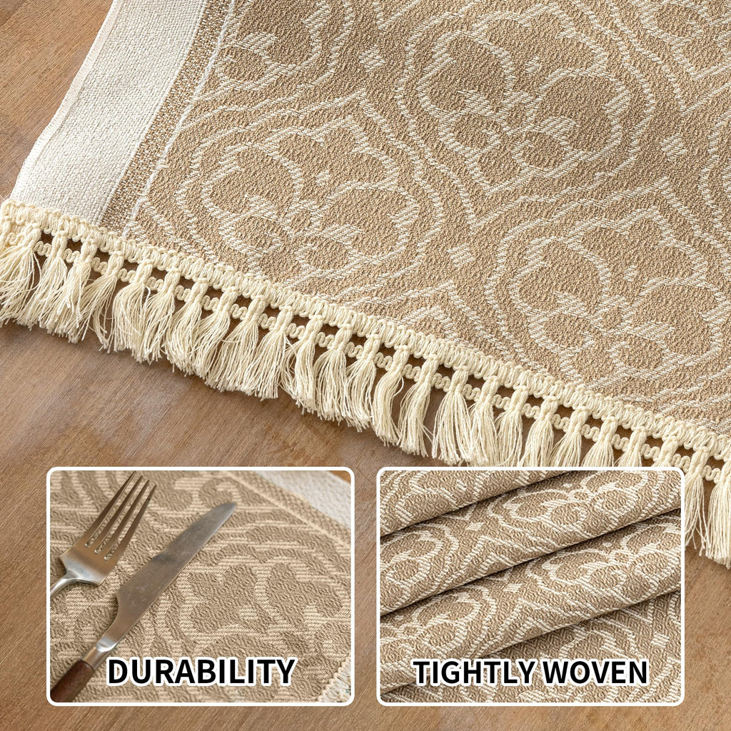 Boho Woven Placemats Set of 4, 14x18 Inch Heat Resistant Dinner Mats