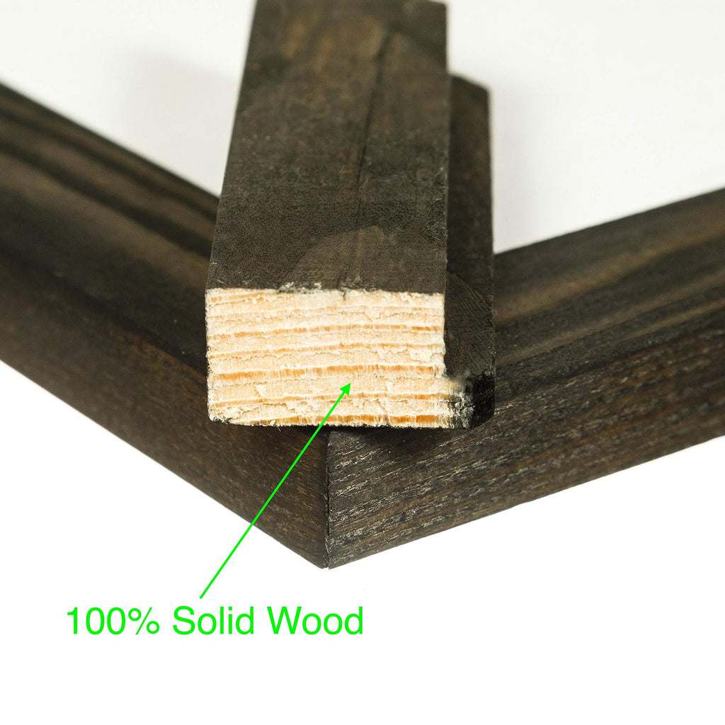 Rustic Wooden Poster Picture Frame 11x17 - Natural Solid Eco Distressed Wood for Wall Mounting Photo Frame - Charcoal