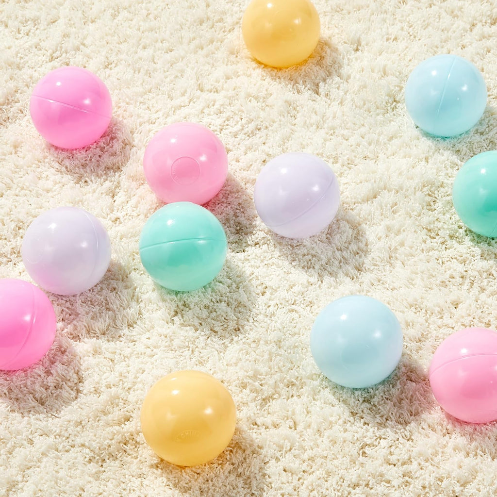 BPA-Free Ball Pit Balls with Storage Bag, Crush-Proof Plastic for Toddlers Kids 12+ Months Play, 6 Pastel Colors