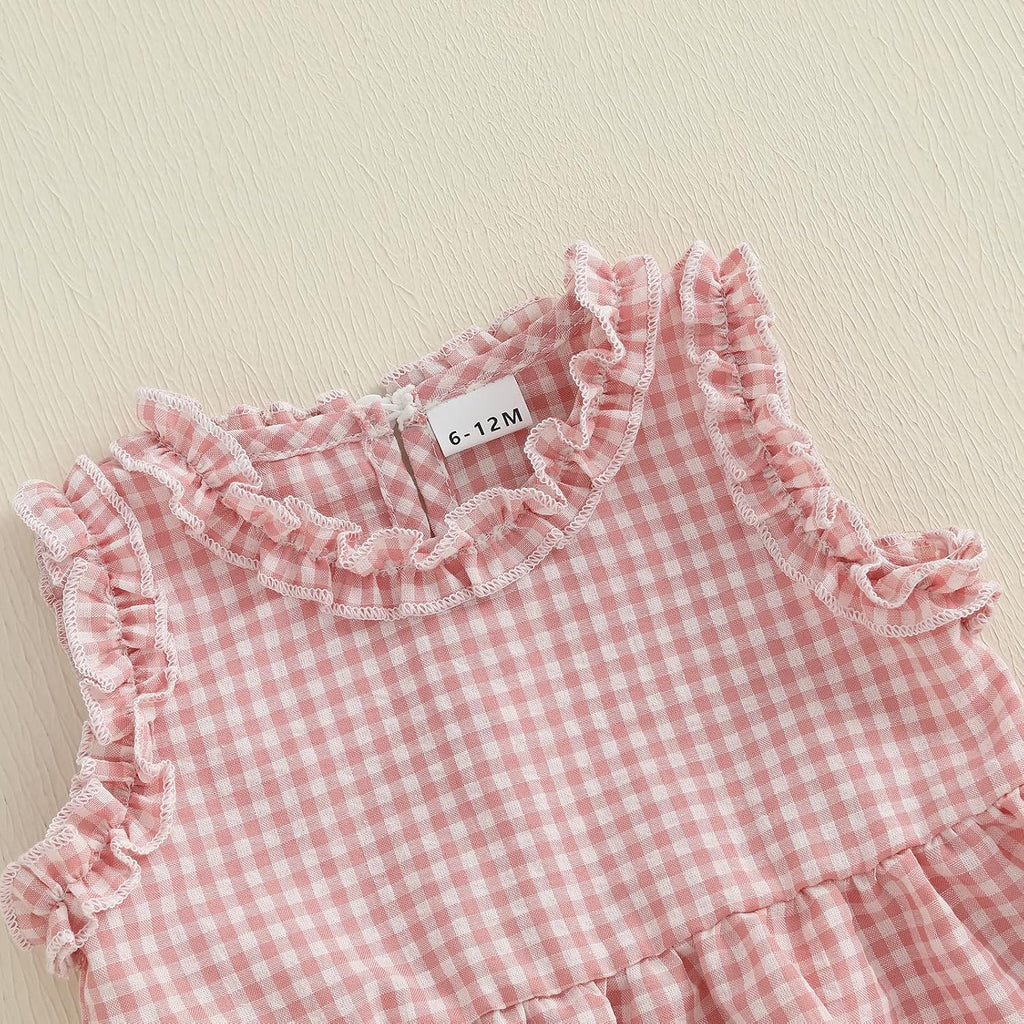 Toddler Girl Clothes Baby Summer Outfit Plaid Ruffle Sleeveless Vest Tank Tops Pants Set 12 18