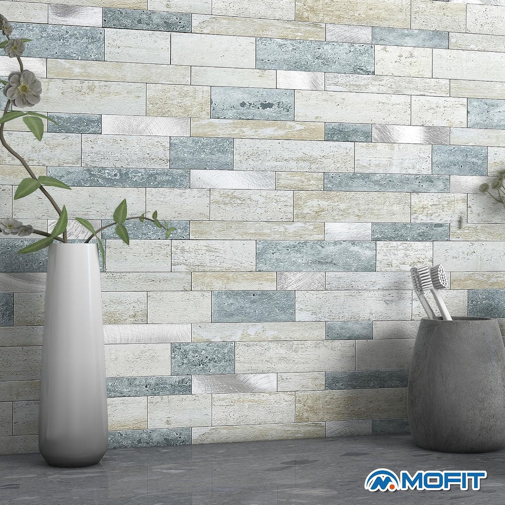 Peel Stick Backsplash Kitchen Wall Blue Green 10pcs