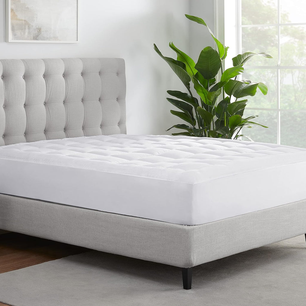 ComfortSure Quilted Cotton Pillowtop Mattress Pad, King | Breathable quilted mattress pad with pillowtop comfort and