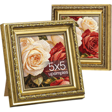 Vintage 5x5 Picture Frame, Antique Gold Frames, 2 Pack