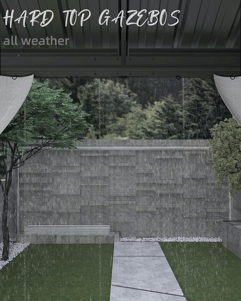 10x10 Ft Hardtop Gazebos with Heavy Duty Double Roof, Nettings and Curtains Galvanized Steel Outdoor Gazebos