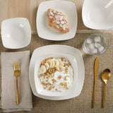 Brentwood 40-Piece Dinnerware Set - Square White Porcelain Plates and Bowls, Service for 8