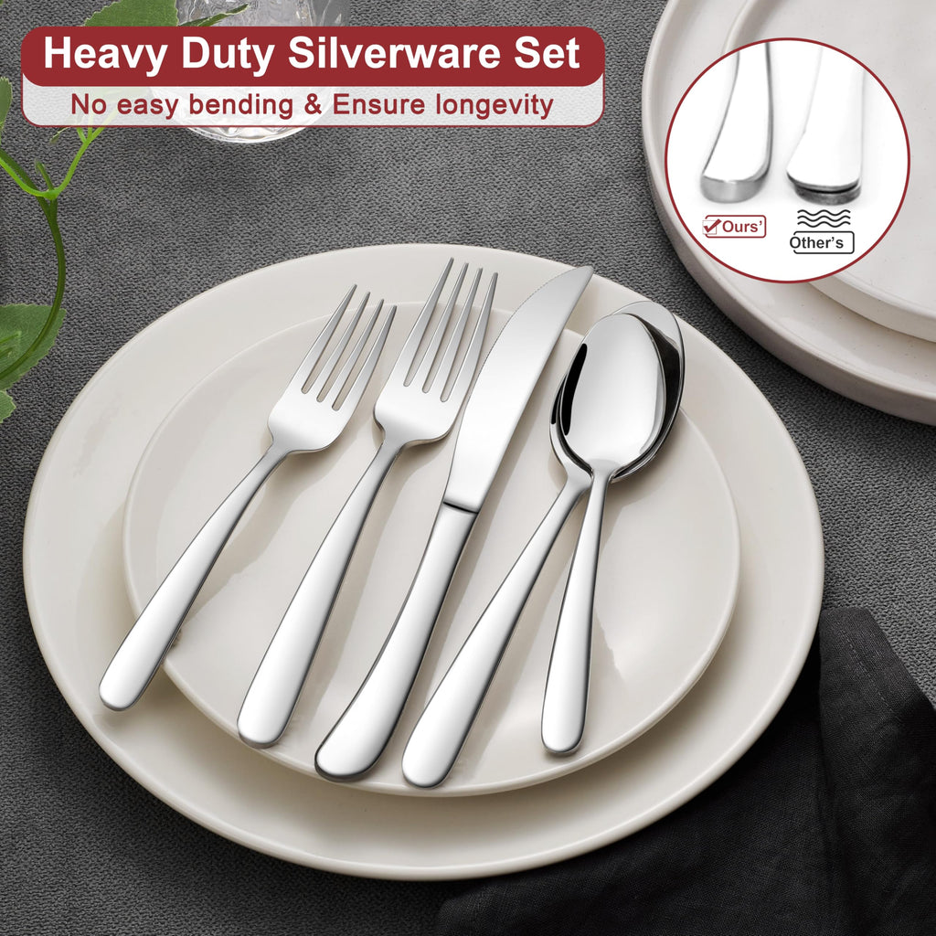 Heavy Duty Silverware Set for 4, 20-Piece Stainless Steel Flatware