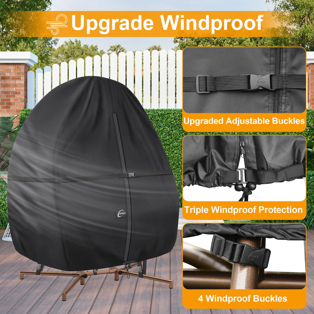 Patio Egg Chair Covers Waterproof, 500D Upgraded Outdoor Hanging Egg Chair Covers with Waterproof Zipper, Double Seat