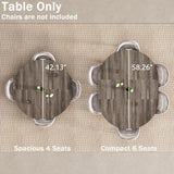 42"-58" Extendable Round Dining Table for 4-6, Kitchen Oval Table with Hidden Leaves & Storage Shelf, Space Saving