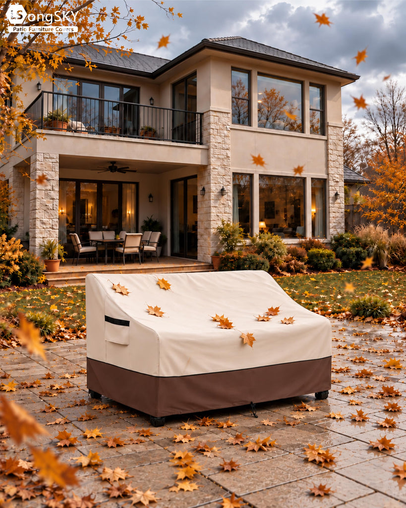 79" Patio Sofa Cover, 600D Waterproof Outdoor Couch Cover, Brown