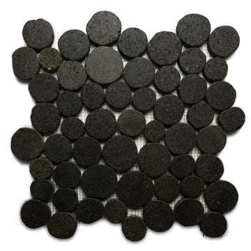 CNK Glazed Black Moon Mosaic - 12" X 12" Unpolished Natural Stone, Bathroom, Kitchen, Backsplashes, Shower Floors