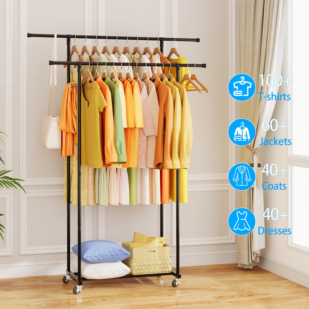 Garment Rack with Wheels, Portable Clothing Rack , Closet, and Laundry Room