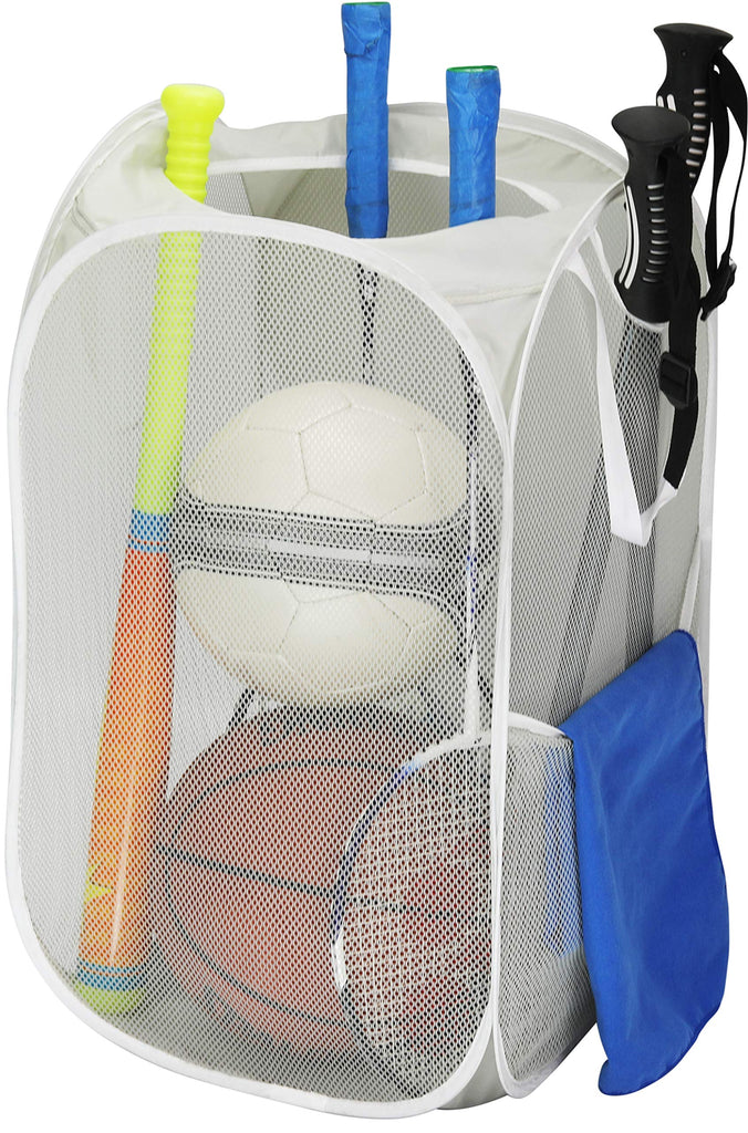 Mesh Pop-Up Laundry Hamper with Side Pocket, 2 Pack, Gray